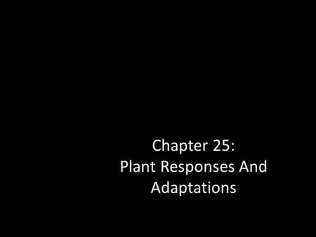 Chapter 25: Plant Responses And Adaptations