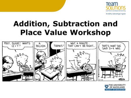 Addition, Subtraction and Place Value Workshop