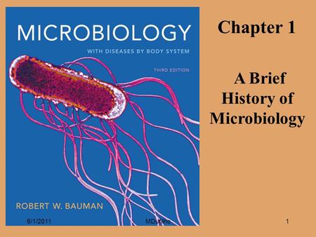 6/1/2011MDufilho1 Chapter 1 A Brief History of Microbiology.