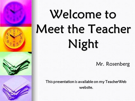Welcome to Meet the Teacher Night