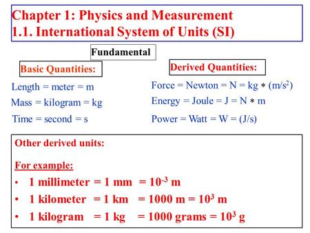 Chapter 1: Physics and Measurement