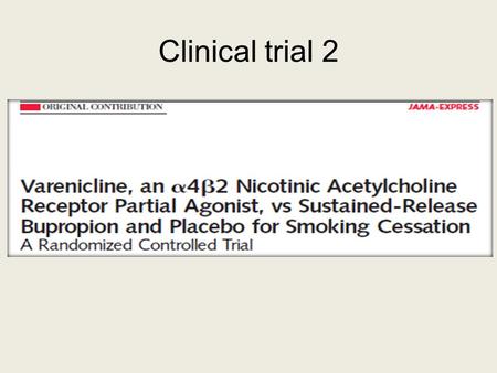 Clinical trial 2. Objective To evaluate efficacy and safety of varenicline for smoking cessation compared with sustained-release bupropion (bupropion.