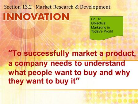 Section Market Research & Development