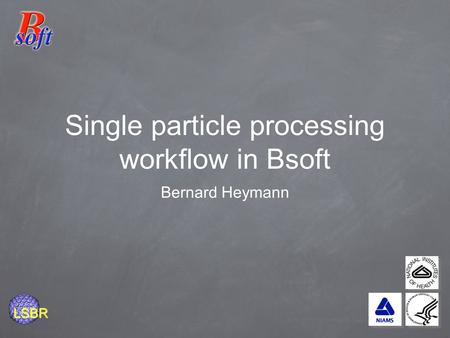 LSBR Single particle processing workflow in Bsoft Bernard Heymann.
