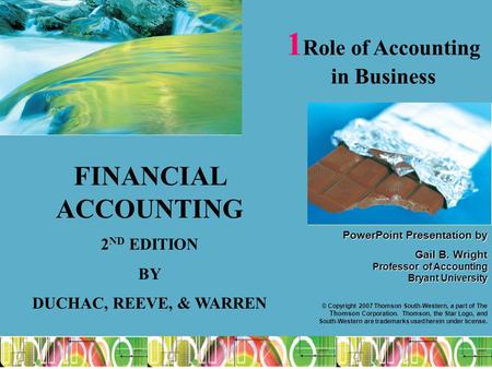 1 PowerPointPresentation by PowerPoint Presentation by Gail B. Wright Professor of Accounting Bryant University © Copyright 2007 Thomson South-Western,