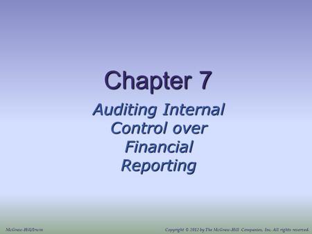 Auditing Internal Control over Financial Reporting