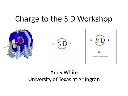 Charge to the SiD Workshop Andy White University of Texas at Arlington.