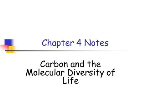 Chapter 4 Notes Carbon and the Molecular Diversity of Life.