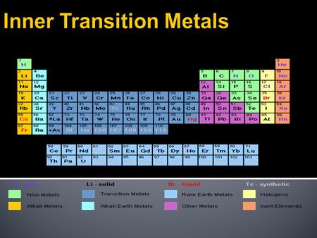 Inner Transition Metals