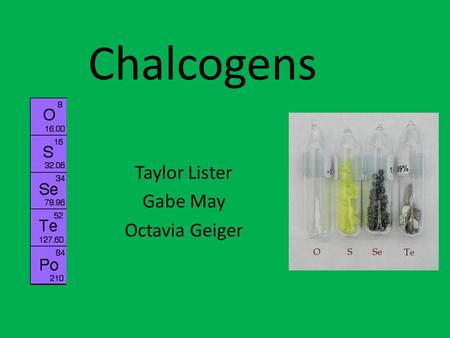Chalcogens Taylor Lister Gabe May Octavia Geiger.