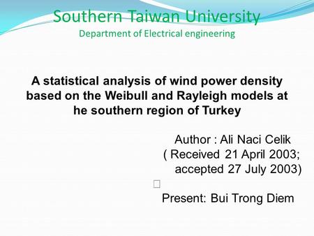 Southern Taiwan University Department of Electrical engineering