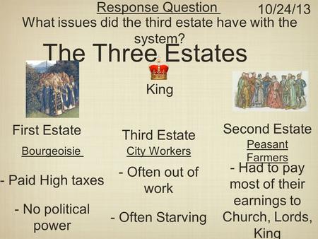 The Three Estates Response Question 10/24/13