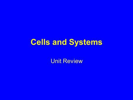 Cells and Systems Unit Review. Living Organisms the basic unit of life is called a CELL –cells are organized into tissues and organs to perform different.