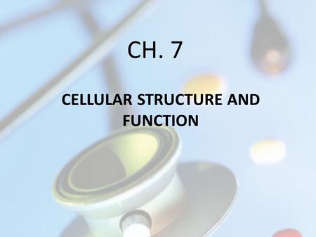 CH. 7 CELLULAR STRUCTURE AND FUNCTION. CELL DISCOVERY AND THEORY MAIN IDEA – The invention of the microscope led to the discovery of __________________.