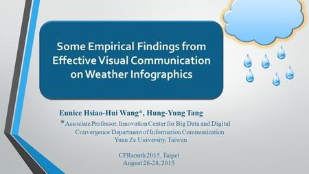 Eunice Hsiao-Hui Wang*, Hung-Yung Tang * Associate Professor, Innovation Center for Big Data and Digital Convergence/Department of Information Communication.