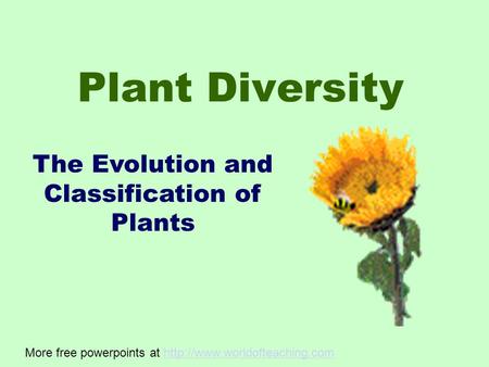 Plant Diversity The Evolution and Classification of Plants More free powerpoints at