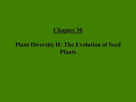 Chapter 30 Plant Diversity II: The Evolution of Seed Plants.