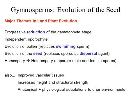 Gymnosperms: Evolution of the Seed