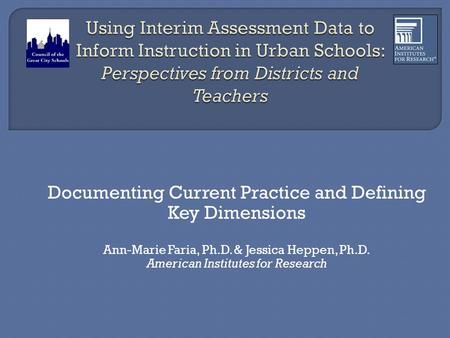 Documenting Current Practice and Defining Key Dimensions Ann-Marie Faria, Ph.D. & Jessica Heppen, Ph.D. American Institutes for Research.