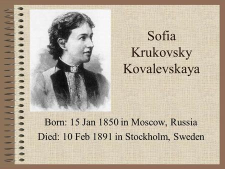 Sofia Krukovsky Kovalevskaya