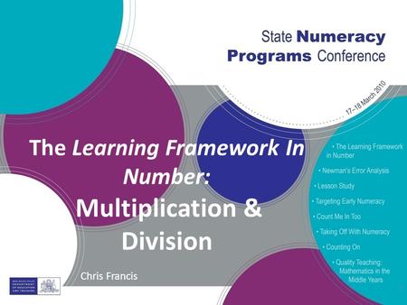 The Learning Framework In Number: Multiplication & Division