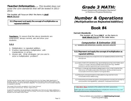 Number & Operations (Multiplication as Repeated Addition) Page 11 Computation & Estimation (CE) 3.2 NUMBERS AND OPERATIONS, ALGEBRA, AND DATA ANALYSIS.