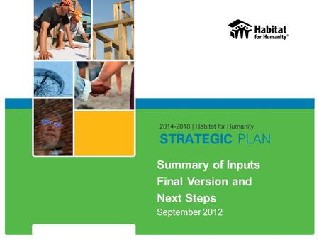Summary of Inputs Final Version and Next Steps September 2012.