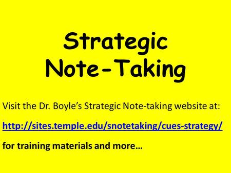 Strategic Note-Taking