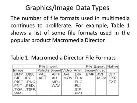 Graphics/Image Data Types