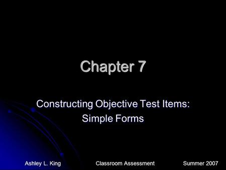 Constructing Objective Test Items: Simple Forms