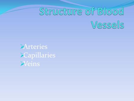 Arteries  Capillaries  Veins. Muscular Walls.