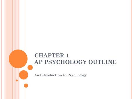 CHAPTER 1 AP PSYCHOLOGY OUTLINE An Introduction to Psychology.
