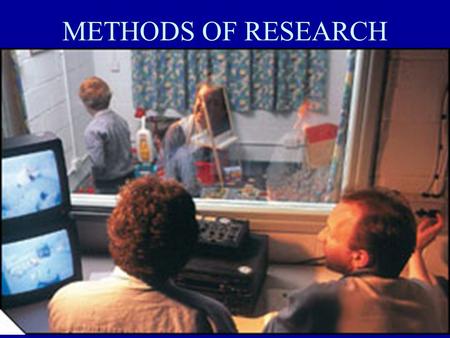 METHODS OF RESEARCH. RESEARCH METHODS HOW DO PSYCHOLOGISTS GO ABOUT TESTING A THEORY? VARIOUS FORMS OF RESEARCH ARE USED SPECIFIC STEPS NEED TO BE TAKEN.