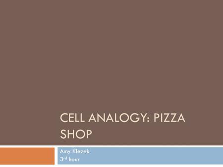 Cell Analogy: Pizza Shop