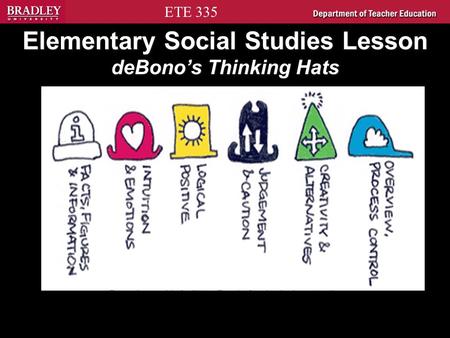 ETE 335 Elementary Social Studies Lesson deBono’s Thinking Hats.