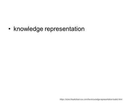 Knowledge representation https://store.theartofservice.com/the-knowledge-representation-toolkit.html.