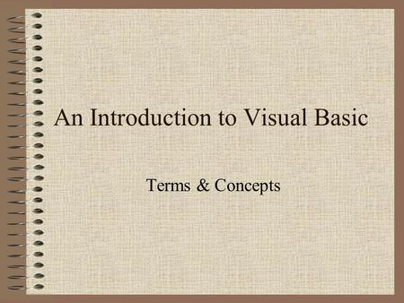 An Introduction to Visual Basic