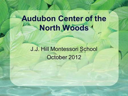 Audubon Center of the North Woods J.J. Hill Montessori School October 2012.