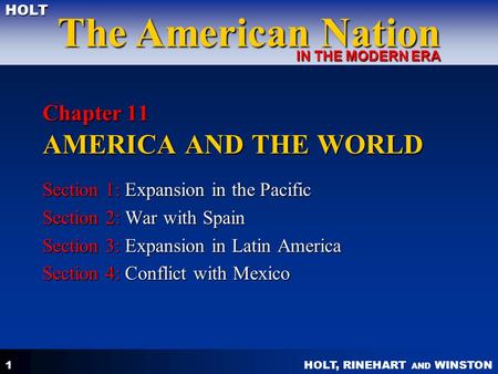 Chapter 11 AMERICA AND THE WORLD