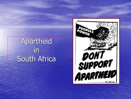 Apartheid in South Africa. What is apartheid? Apartheid means-separate or apart. Apartheid means-separate or apart. Apartheid was a system of segregation.
