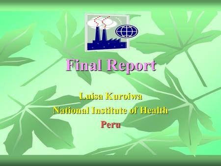 Final Report Luisa Kuroiwa National Institute of Health Peru.