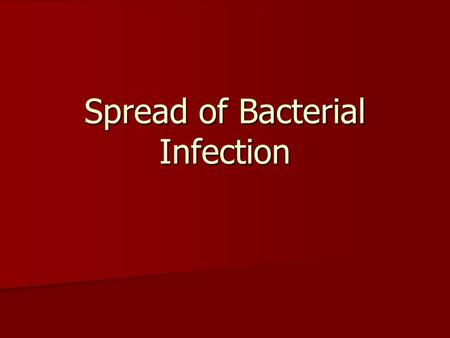 Spread of Bacterial Infection