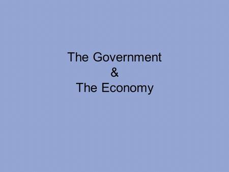 The Government & The Economy