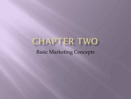 Basic Marketing Concepts. Objectives: 1. The Marketing Concept 2. The difference between customers and consumers 3. What a market is and how it can be.