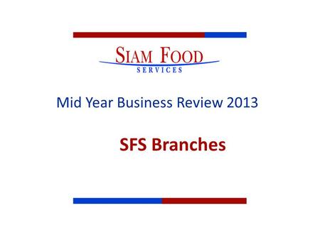 Mid Year Business Review 2013 SFS Branches. BRANCH INFORMATION BRANCHSAMUIPATTAYAPHUKET STAFF7118 VEHICLE122 SKU530498671 COVER DAY455750.