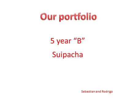 5 year “B” Suipacha Sebastian and Rodrigo. Rodrigo’s opinion…. Working with a portfolio was very interesting because I learned things about the culture.