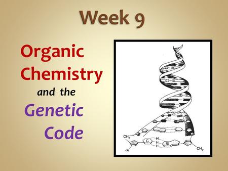 Organic Chemistry and the Genetic Code. Organic chemistry: Compounds in which Carbon is the principal element. Recall carbon as the leading Group IV element.