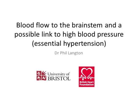 Blood flow to the brainstem and a possible link to high blood pressure (essential hypertension) Dr Phil Langton.