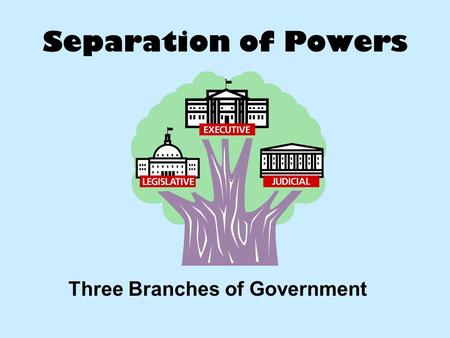 Separation of Powers Three Branches of Government.