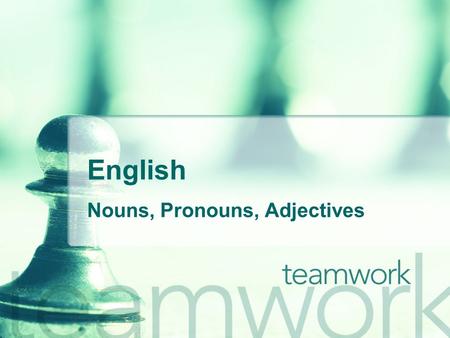 English Nouns, Pronouns, Adjectives. The Noun A word or word group used to name a Person Place Thing Idea.
